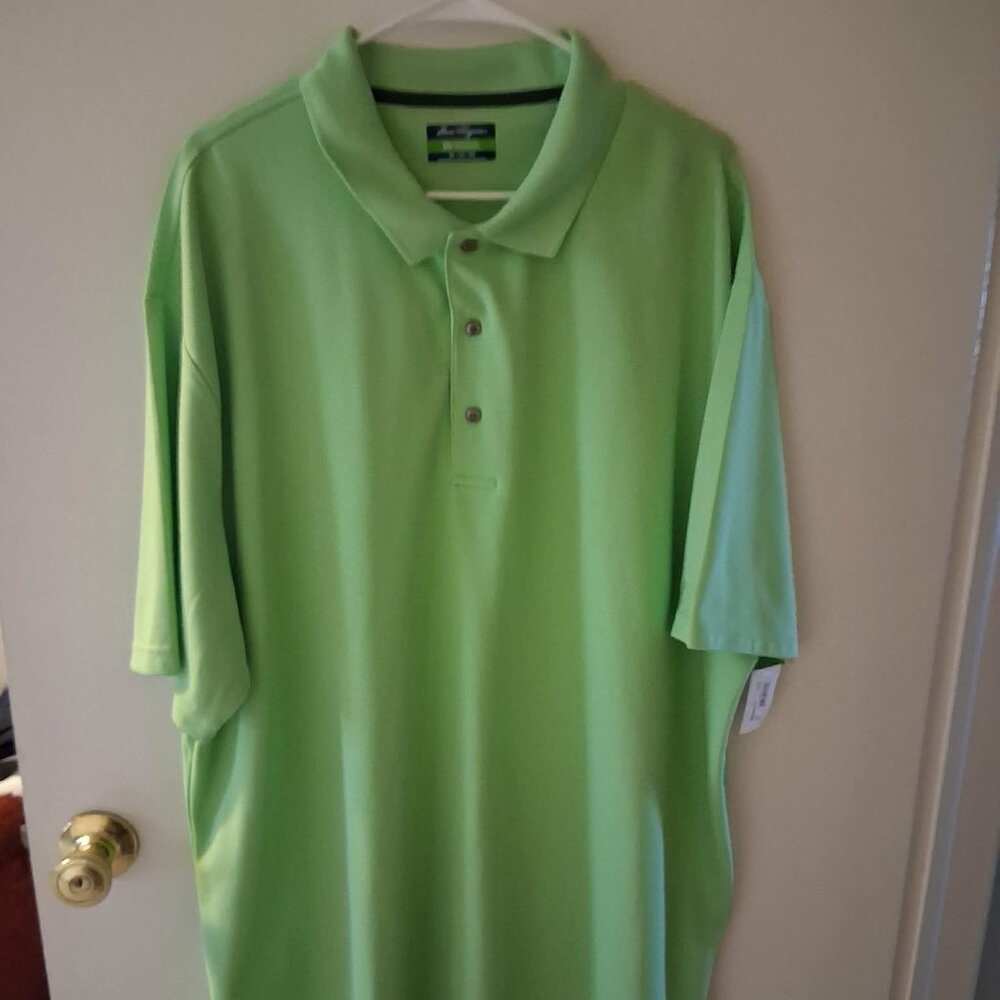 set of two men's poly shirts 1 green 1 coral Men's 3X NWT
